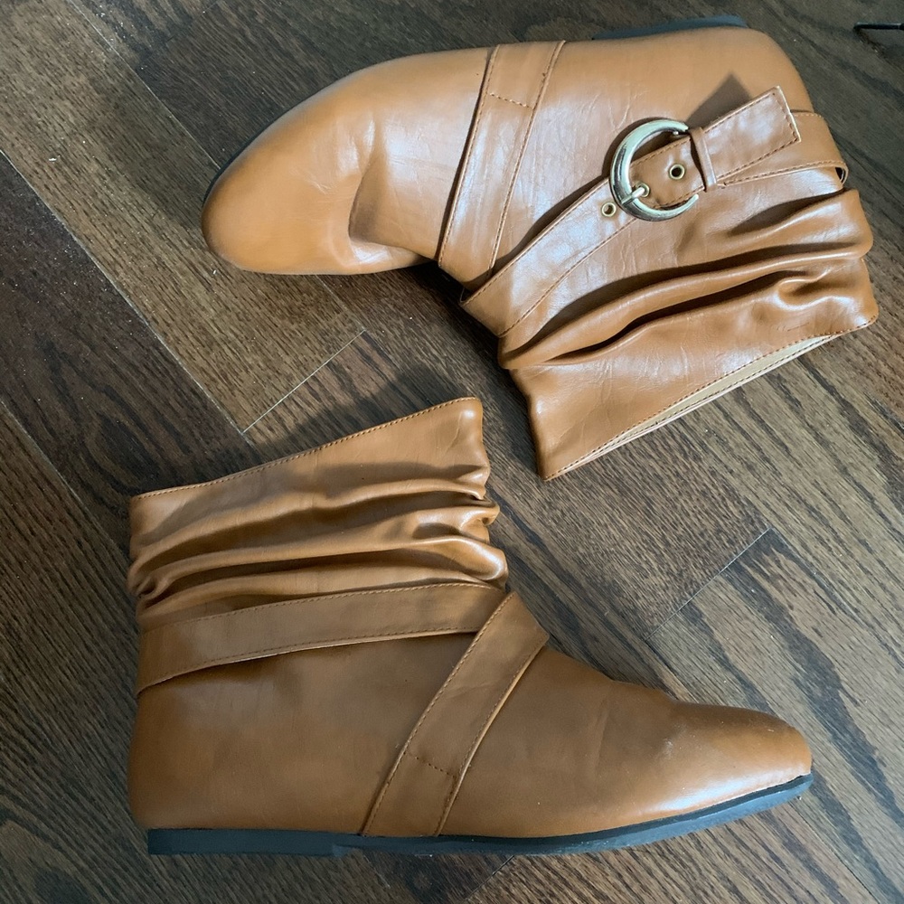 Tan leather ankle boots